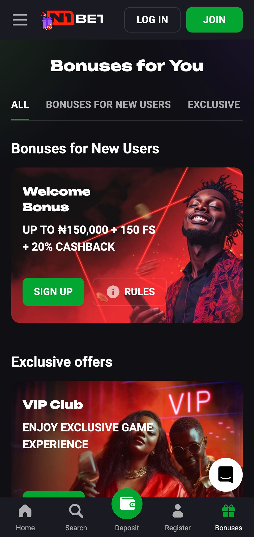 N1Bet Nigeria bonus