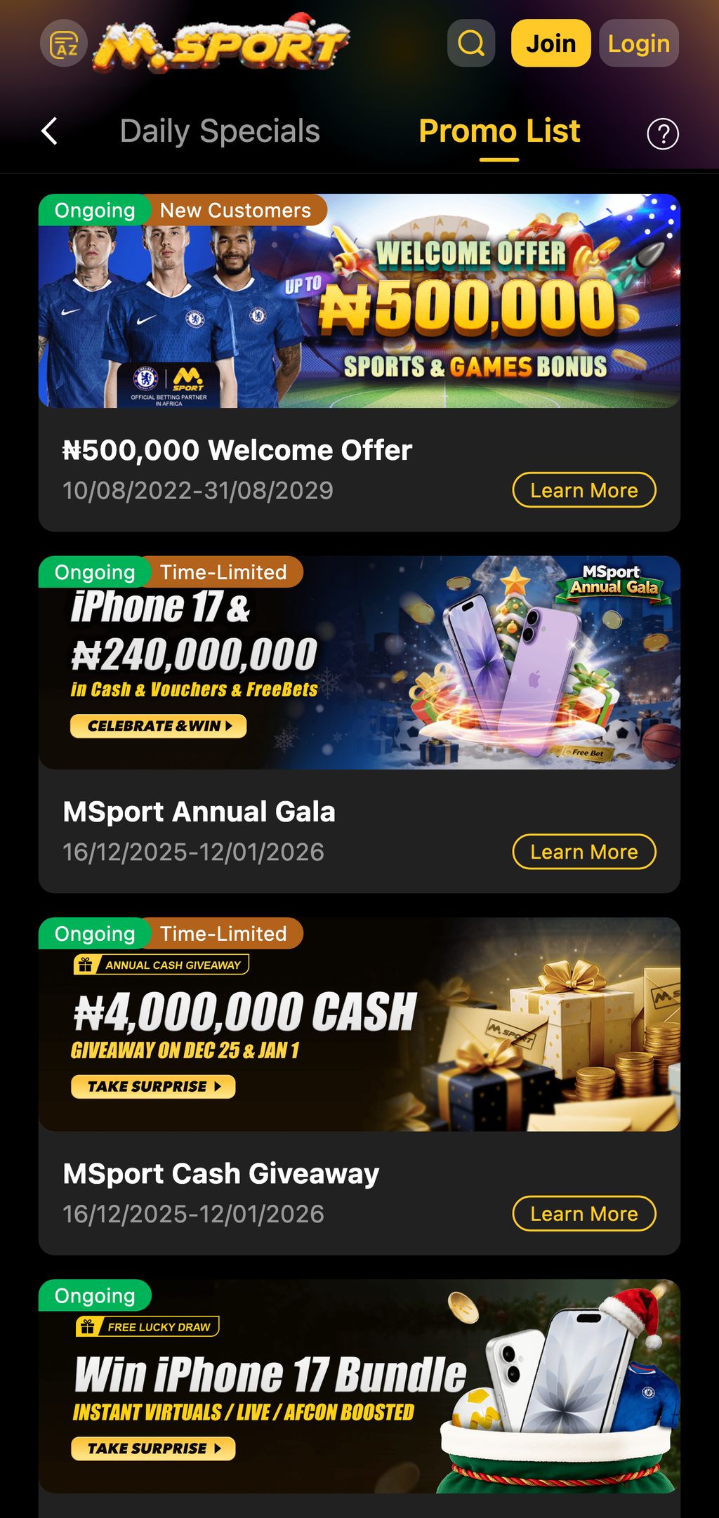 MSport Nigeria promotions